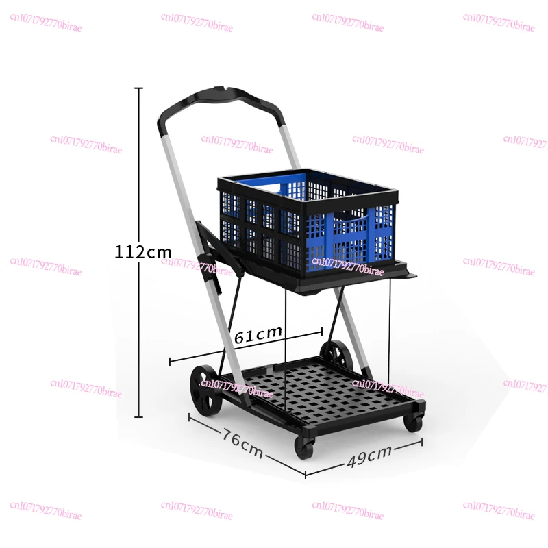 

Equipped with Storage Box, New Double Foldable Lightweight Aluminum Shopping Cart