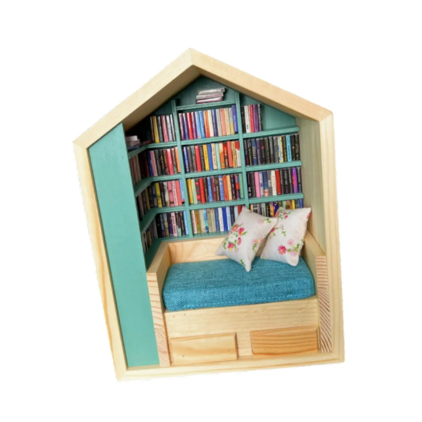 Mini Bookshelf Friend Gift Home Decor Versatile Study Keepsake Office Artwork Collectibles Table Decoration with 200x Mini Books