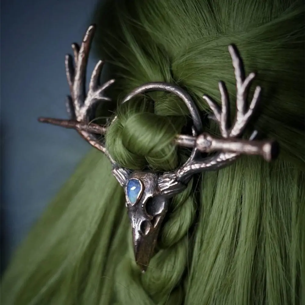 New Moonlight Stone Hairpin Hair Accessories Retro Crow Hair Bodkin Gothic Skull Skeleton Hair Stick Girl Women