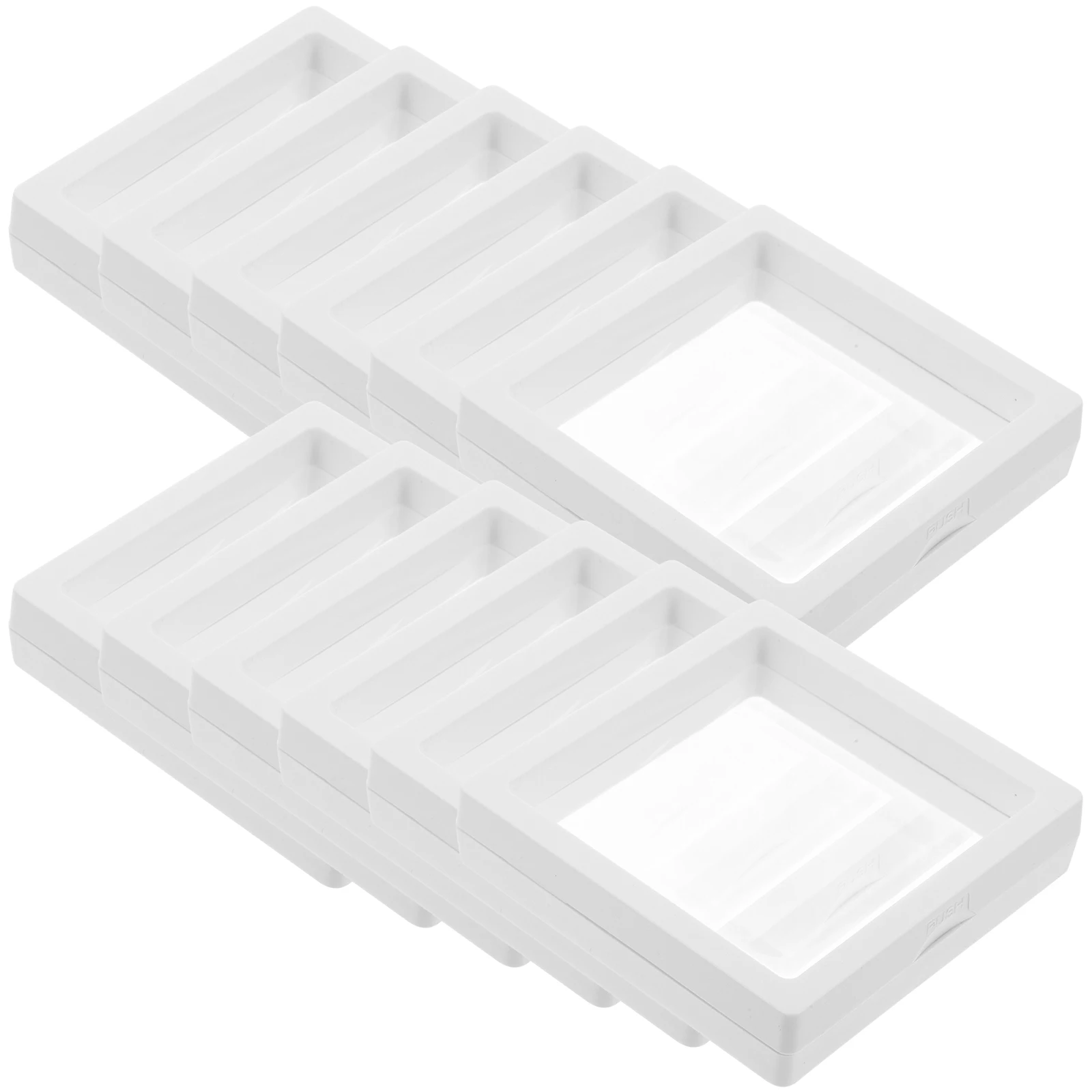 12 szt. Przezroczyste pudełko na monety, biżuterię, zabezpieczone przed kurzem i wodą, 3D etui z podstawką na znaczki pocztowe i kamienie szlachetne