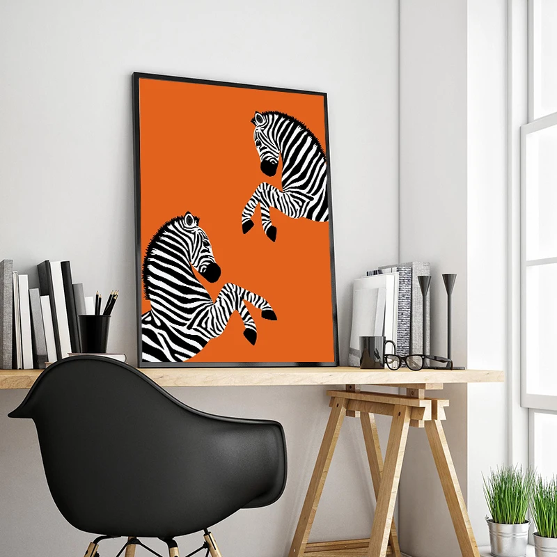 Chill Chaos Trendy Retro Quote Orange Zebra Animal Fashion Espresso Dog Poster Canvas Painting Print for Living Room Home Decor