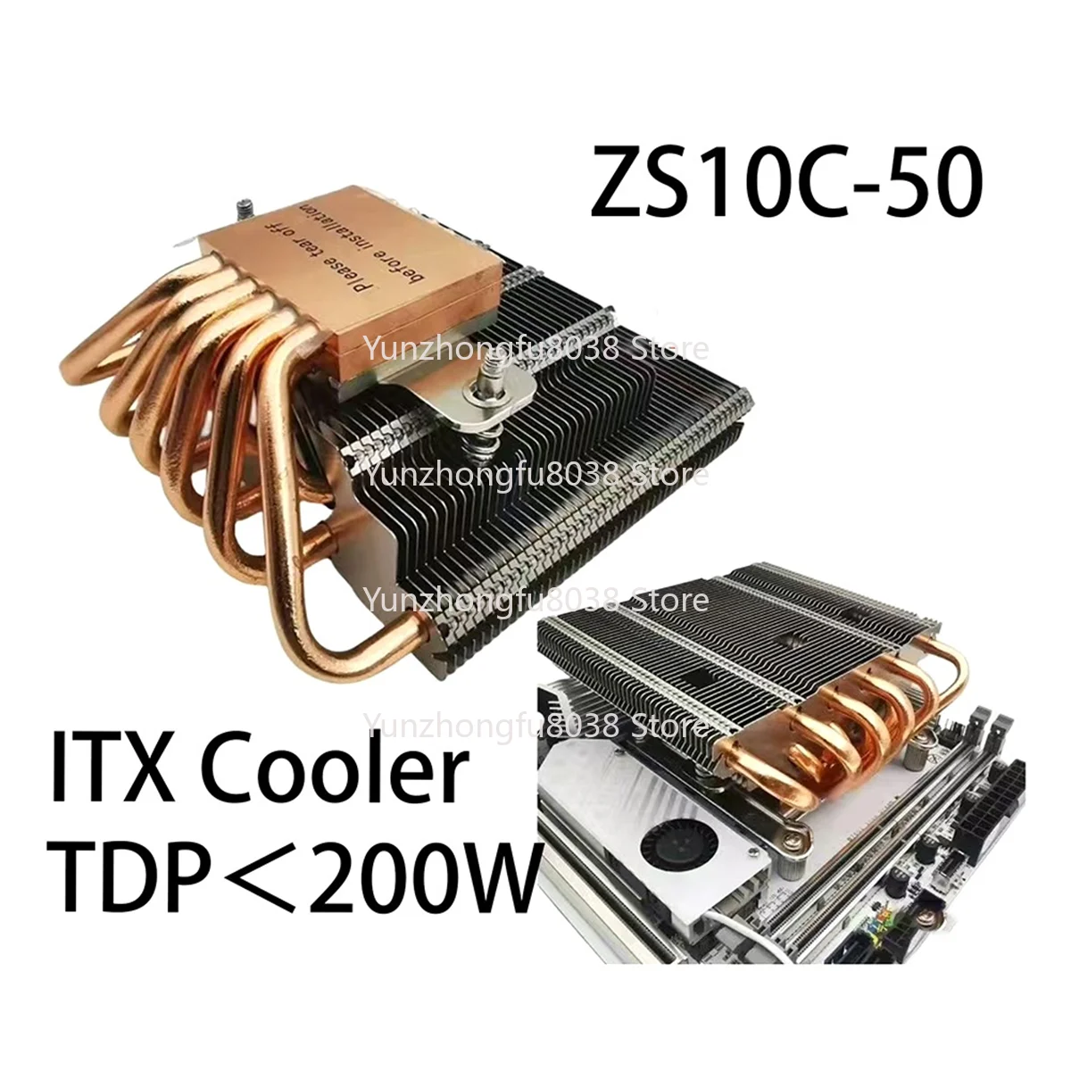 

For LGA 115X 1700, PBD-nZS10C-50 Thin CPU Cooler 50mm 10 Heat Pipes ITX Down Pressure Radiator TDP 200W