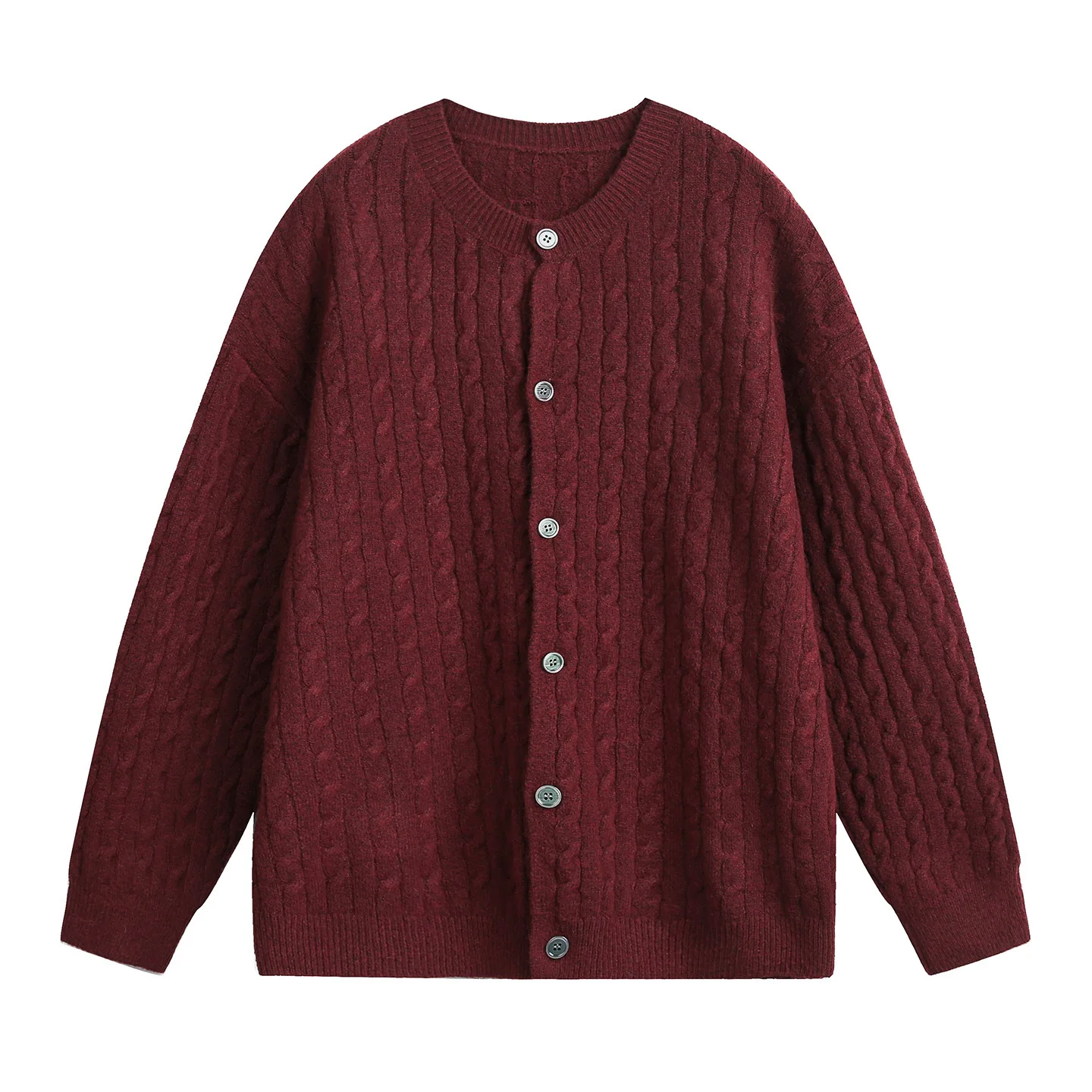 Unsiex Cardigan Knitting Sweater 2025 Autumn Winter Men Retro Knit Cardigan Textured Versatile Crew Neck Knit Sweater Outerwear