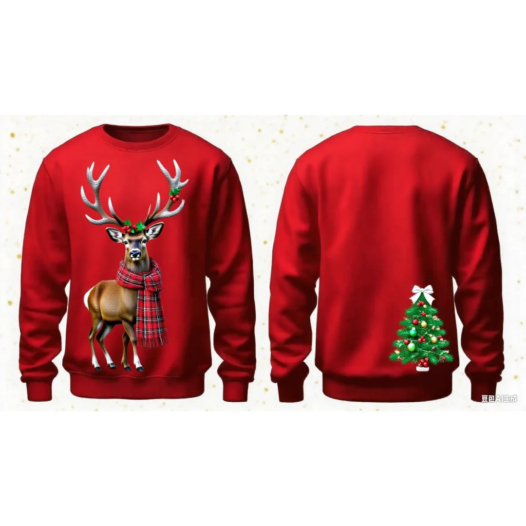 Weihnachten Rentier Grafik Hoodie 3D Druck Frühling Herbst Mode Freizeit Vielseitige Streetwear Herren und Damen Y2K Hoodies