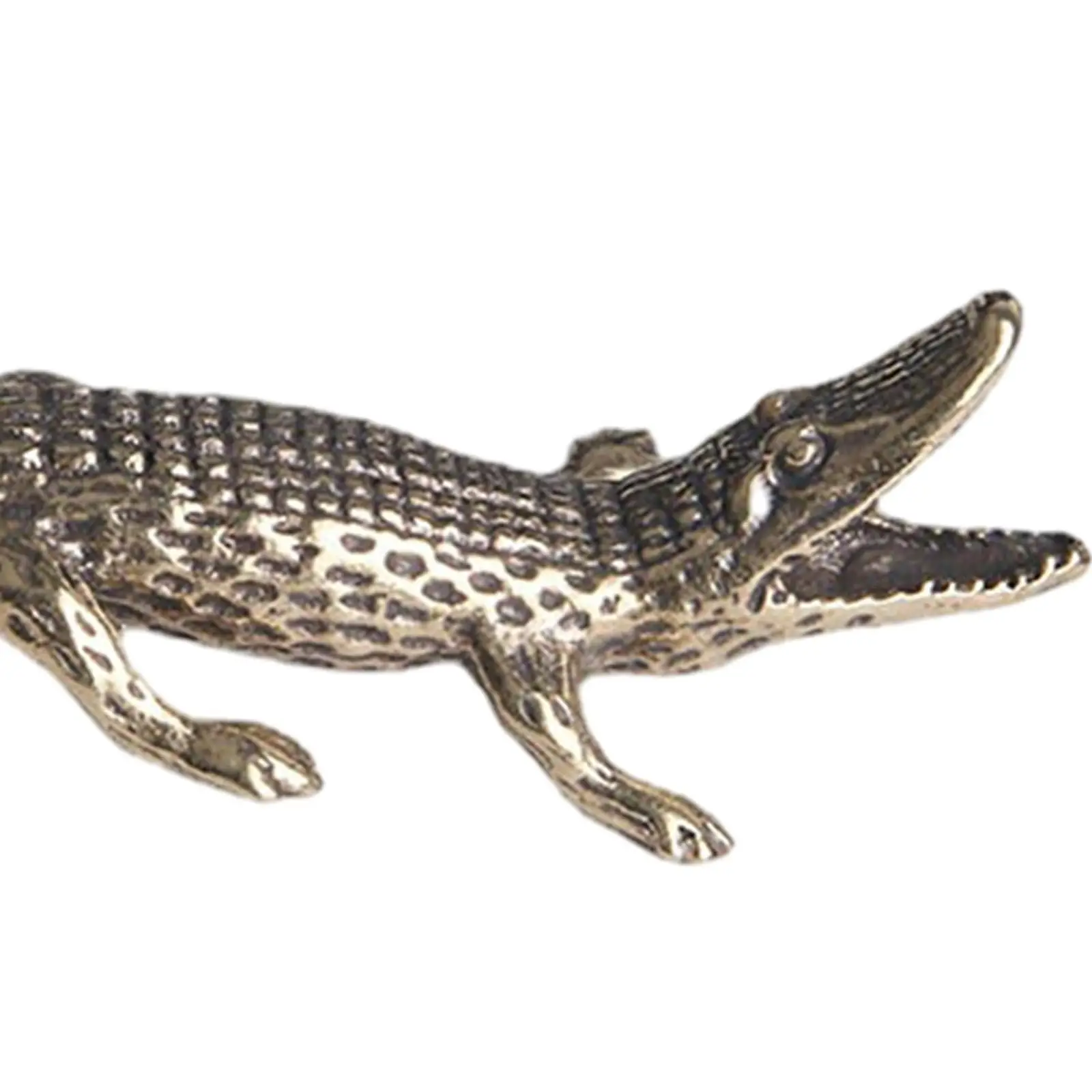 Mini Alligator Sculpture Brass Incense Burner 3inch Long Lovely Kung Fu Tea Pet Miniature for Yoga SPA Meditation Room Artistic