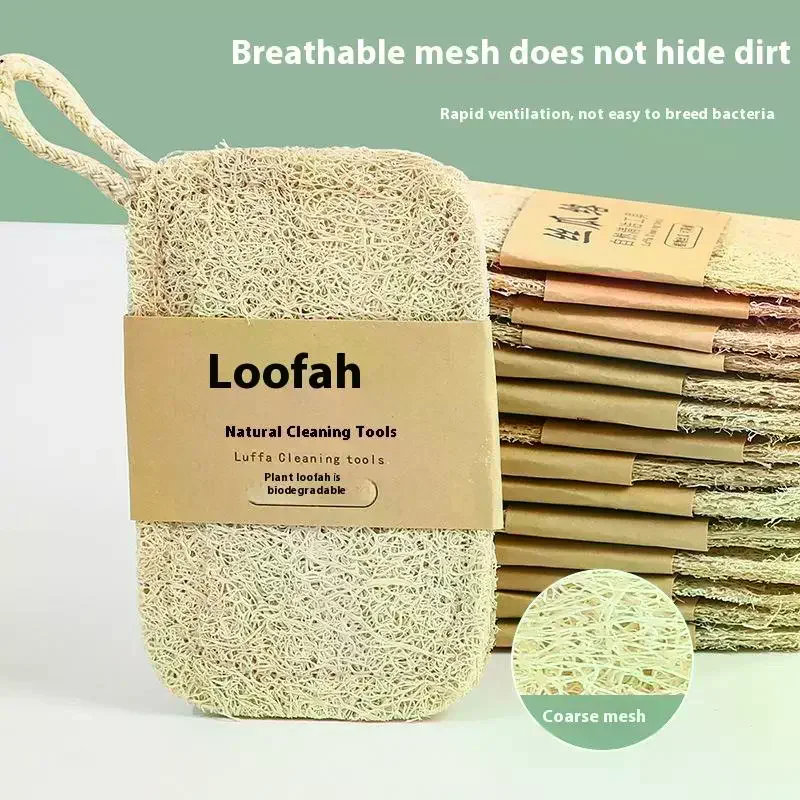 6pcs Natural Luffa Dish Towel Washing Cloth Sponge Loofah Scrub Pad Dish Pot Oil Stain Removing Scrubber Kitchen Clean Brushes P