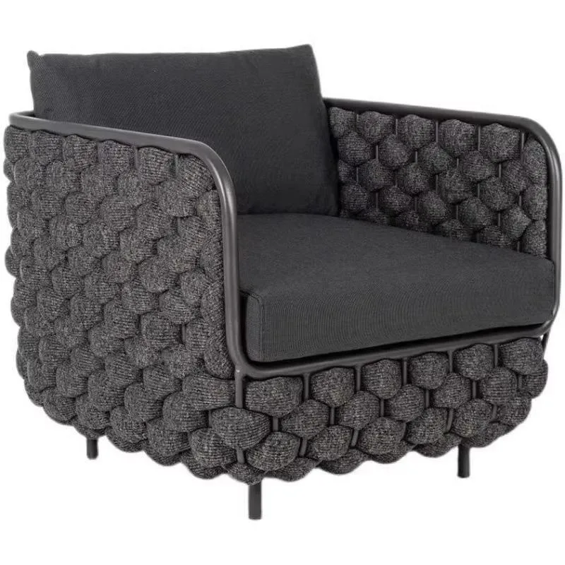 Outdoor rattan sofa combination, outdoor courtyard open-air balcony leisure rattan chair, rope sofa waterproof and sunscreen