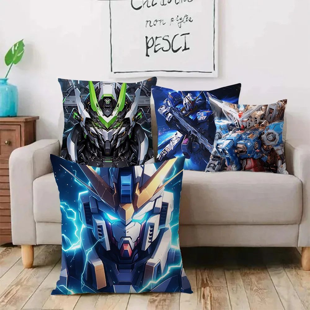 Anime Gundams Cool Pillow Covers Cartoon Sofa Decorative Home Double-sided Printing Short Plush Cute Cushion Cover