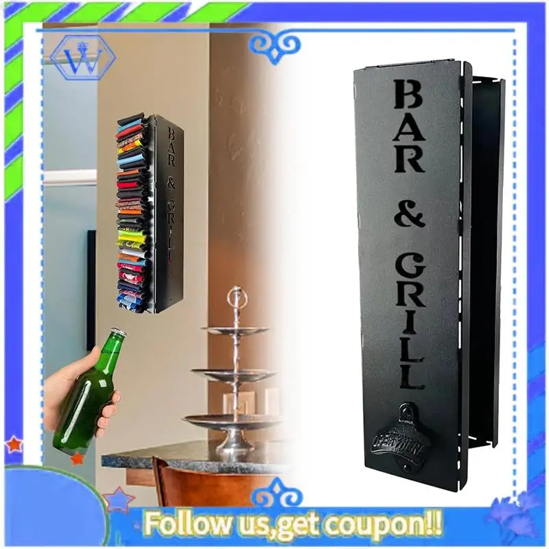 

Easy To Use Can Cooler Holder With Bottle Opener, 2In1 Can Cooler Holder, Wall Mounted Can Cooler Holder Suitable For Home Bars(