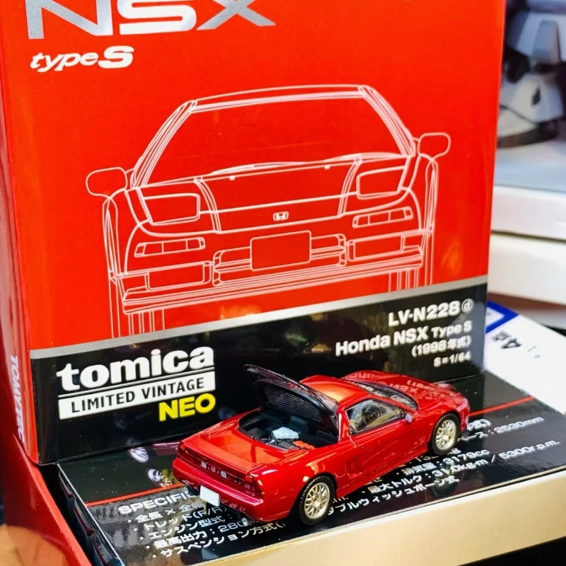 In stock 1:64 N228d NSX TypeS Monza Red 1998 alloy replica car model,boy toy gift,room collection statue