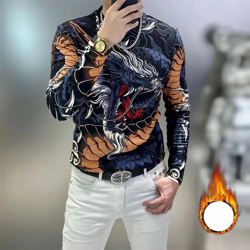 Autumn Winter KPOP Fashion Style Harajuku Slim Fit Ropa Hombre Loose Casual All Match Plush Tops Insert Long Sleeve Sweatshirt