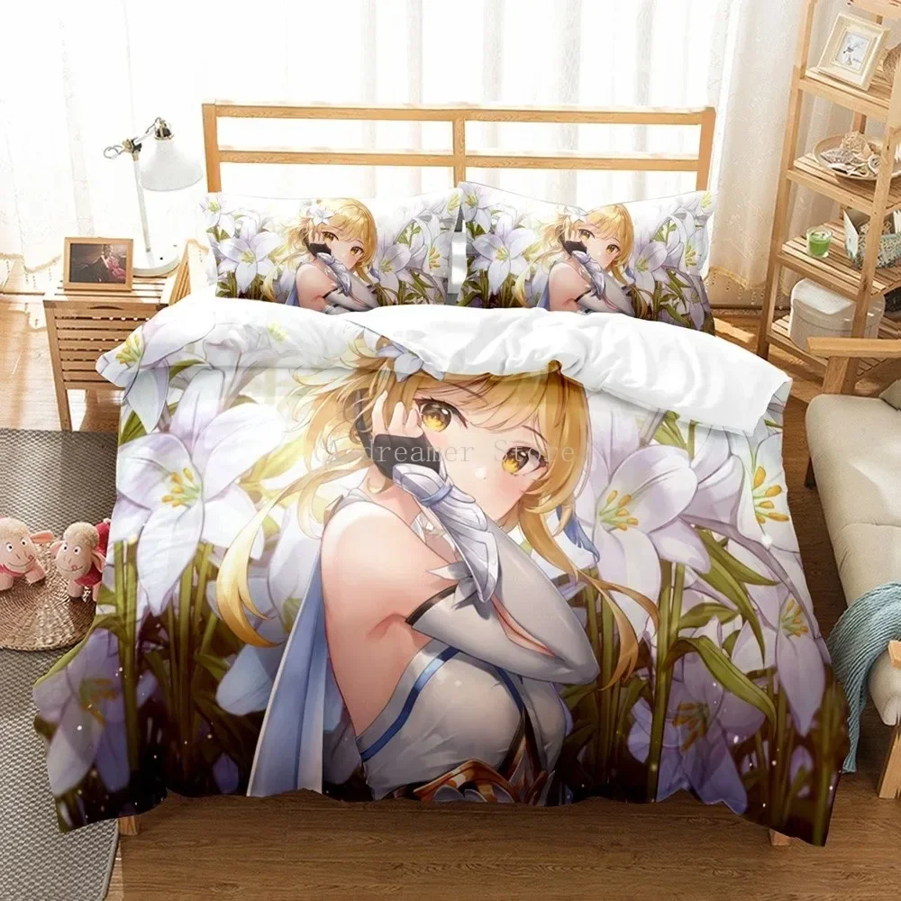 

Genshin Impact 3D NEW Duvet Cover Pillowcase Bedding Set Adult Boy Girl Bedroom Decoration Children Single Double Large