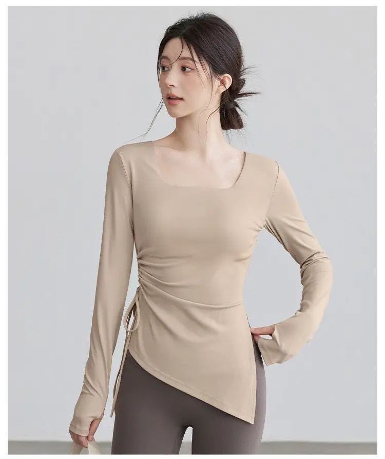 Herbst-Winter Yoga-Bekleidung, Taillenformend, Lauf- und Fitness-Langarmshirt, Professionelles Trainings-Pilates-Oberteil, Atmungsaktiv, Schnelltrocknend – Detail 10