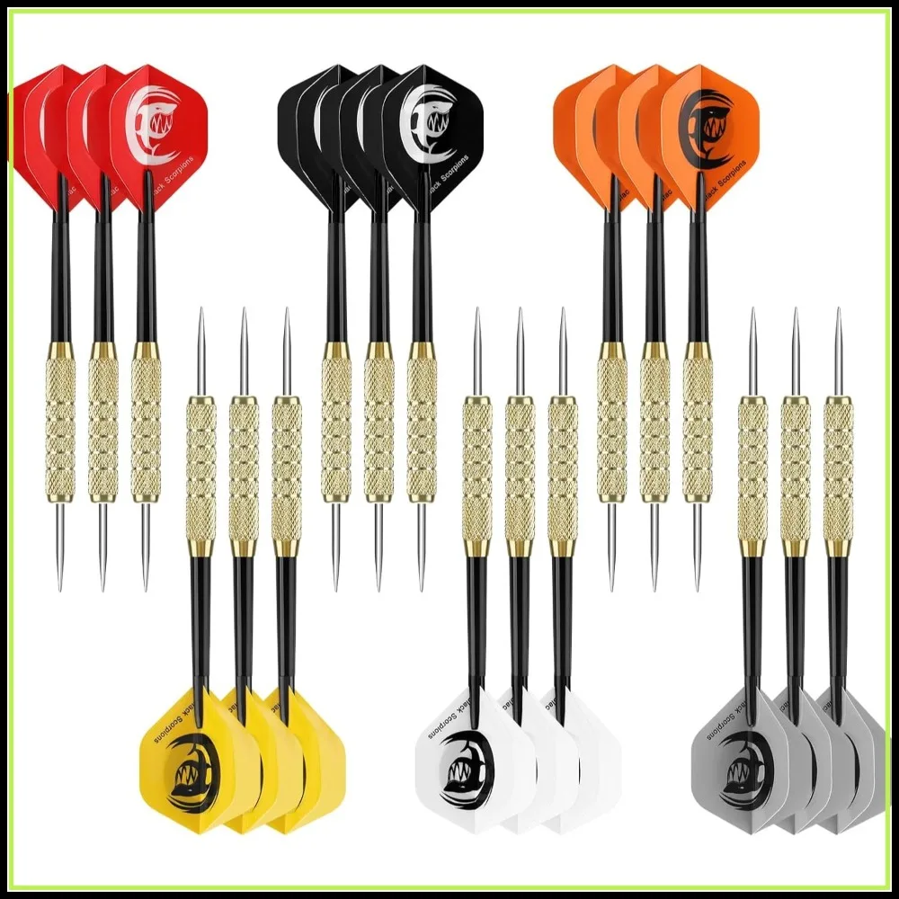 

18 Pack Steel Tip Darts Set, Metal Tip Dart Set for Dartboard Accessories