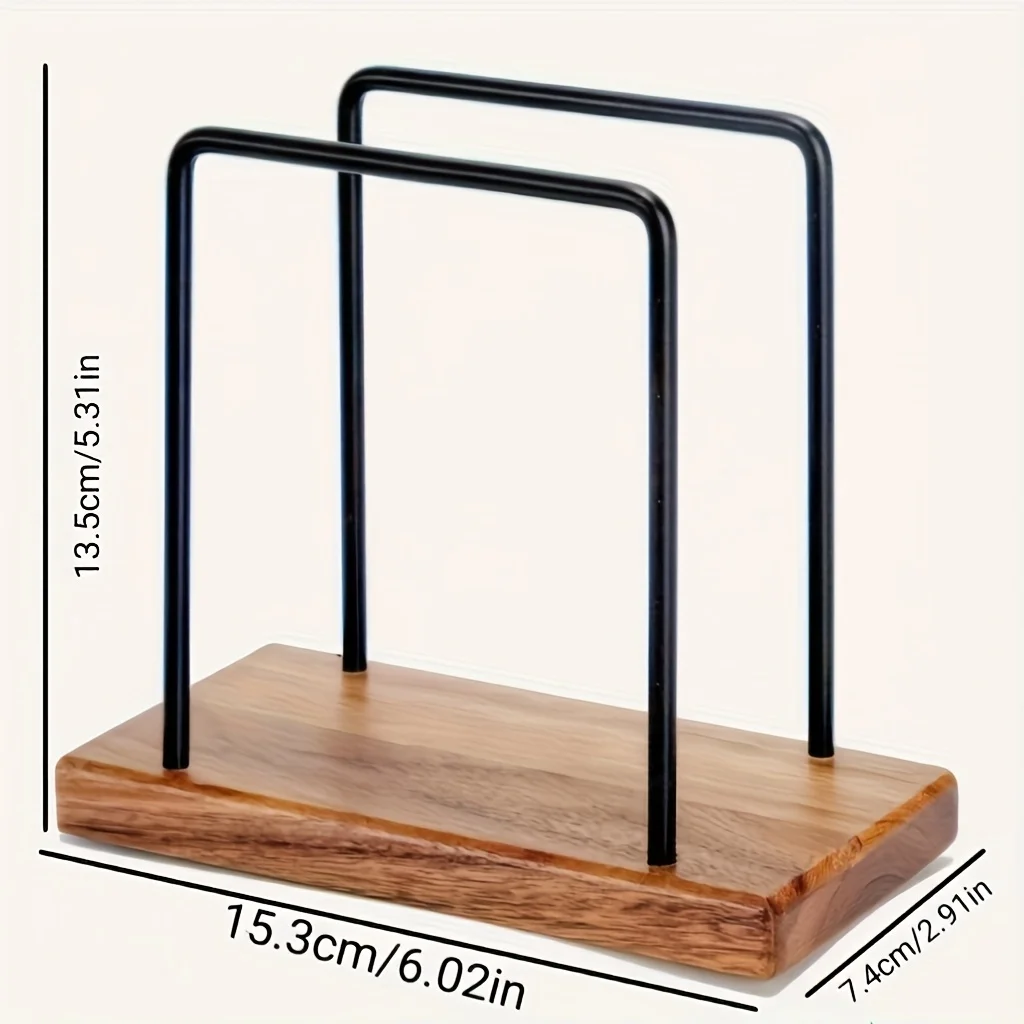 Stainless Steel Napkin Holder with Solid Wood Base -Rectangular Tissue Storage Rack for Bathroom, Bedroom,Living Room Countertop