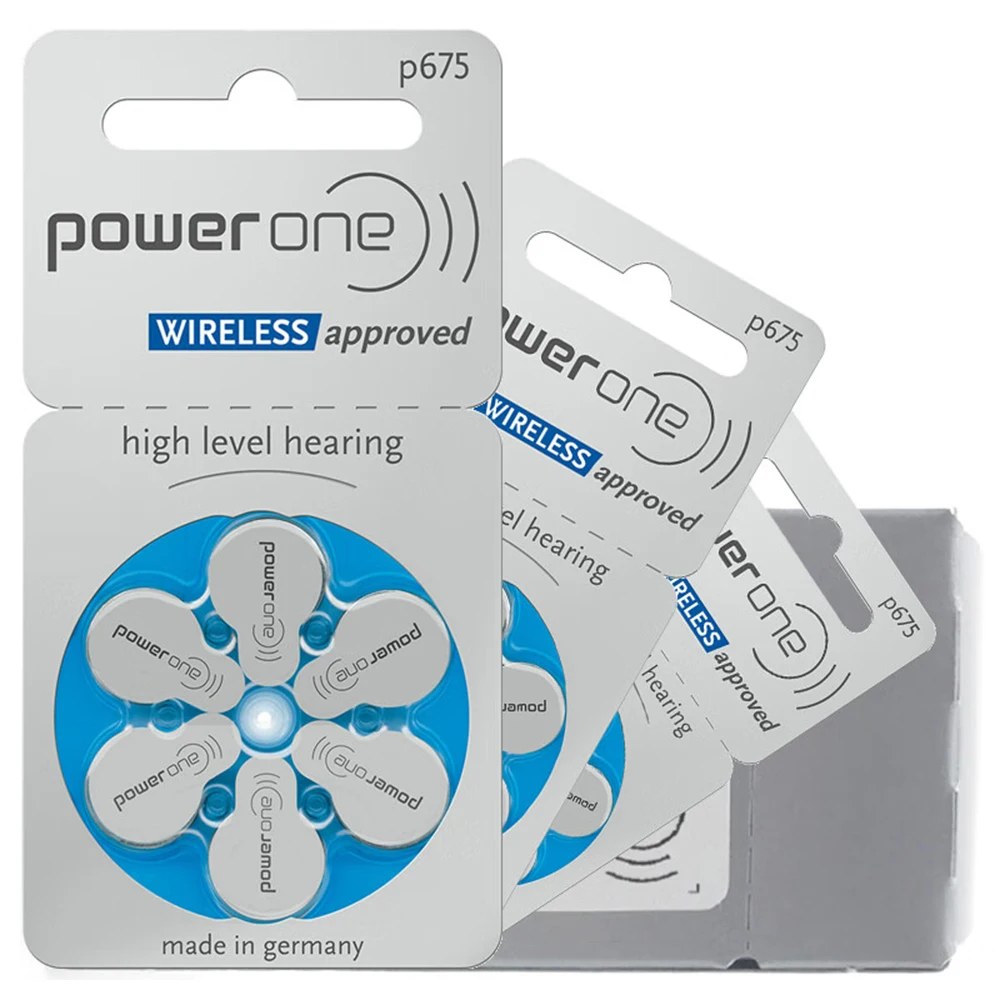 60 PCS Powerone Zinc Air Hearing Aid Batteries 675 P675 A675 for BTE Hearing Aids Whloesale drop shipping