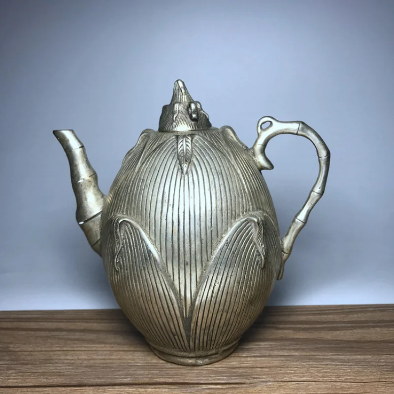 

Antique Bronzeware, Handicrafts, Pure Copper Silver-Plated and Gilt Home Decorations, Bamboo Shoot Pot