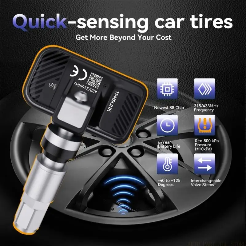 J0MA Replacement Tire Pressure Monitor Part with ABS Metal Housing for Garage Service and Backup Stock, Black Silver Finish
