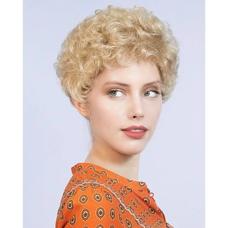 Short Blonde Curly Wave Pixie Cut Lace Front Brazilian  Hair Wigs Christmas