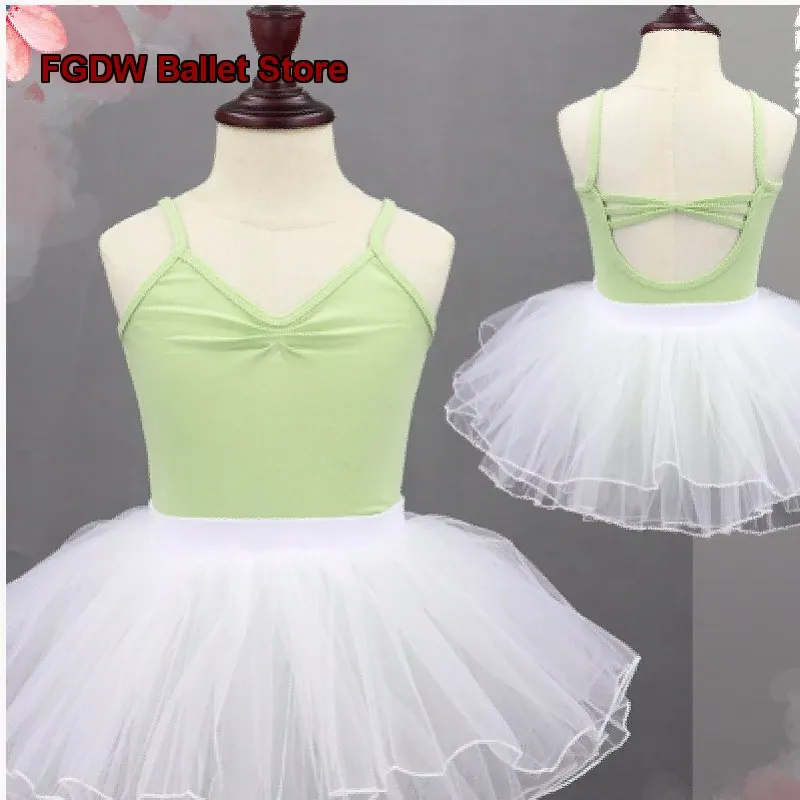 Children's Girls Dance Practice Summer Spaghetti Strap Jumping Dress Chinese Body Unitard Kids