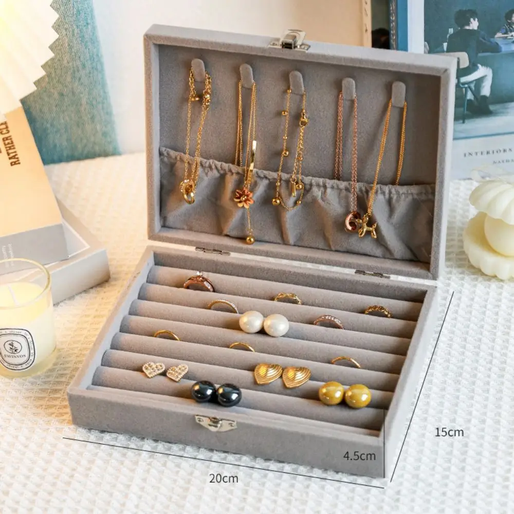 

Universal Large Capacity Jewelry Storage Box Flip Lid Dustproof Travel Jewelry Case INS Space Saving Jewelry Display Holder Home