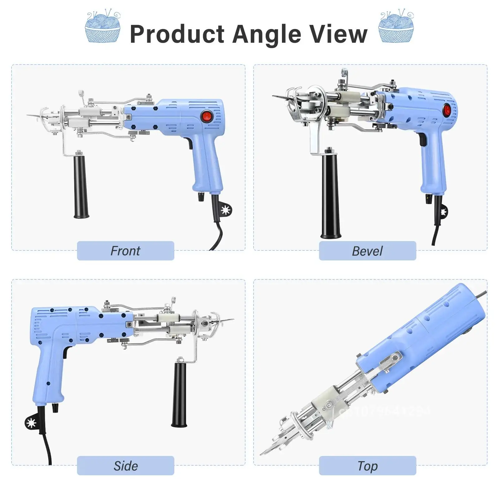 Tufting Gun 2 in 1 Loop Pile Cut Pile Rug Gun Machine Starter Kit, тафтинговый пистол Electric Carpet Tufting Kit for Rug Making