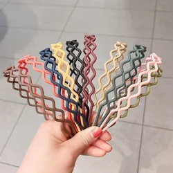 New Fashion Simple Solid Color Resin Geometric Grid Anti-slip Wave Headband Hair Band for Women Girls Hair Accessories Headwear