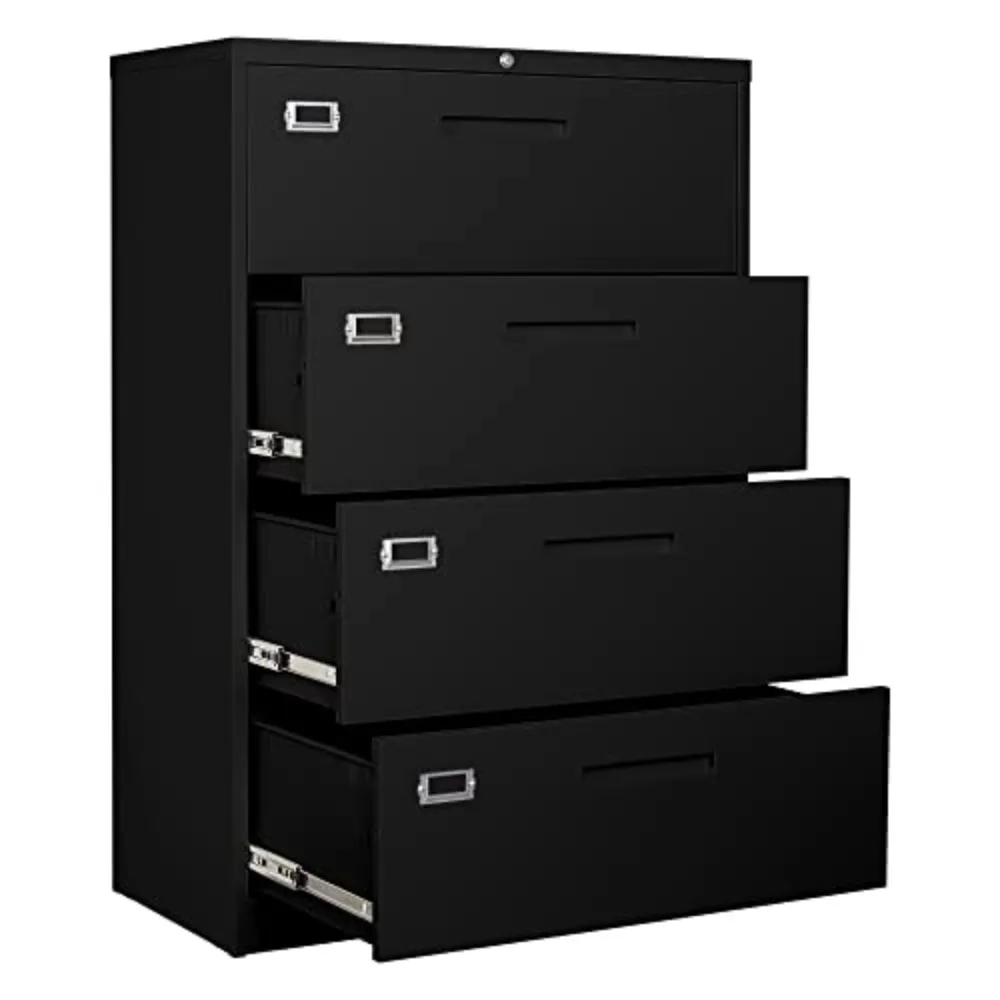 4 Drawer Filing Cabinet with Lock Metal Lateral File Cabinet Office Home Steel Lateral File Cabinet for A4 Legal/Letter