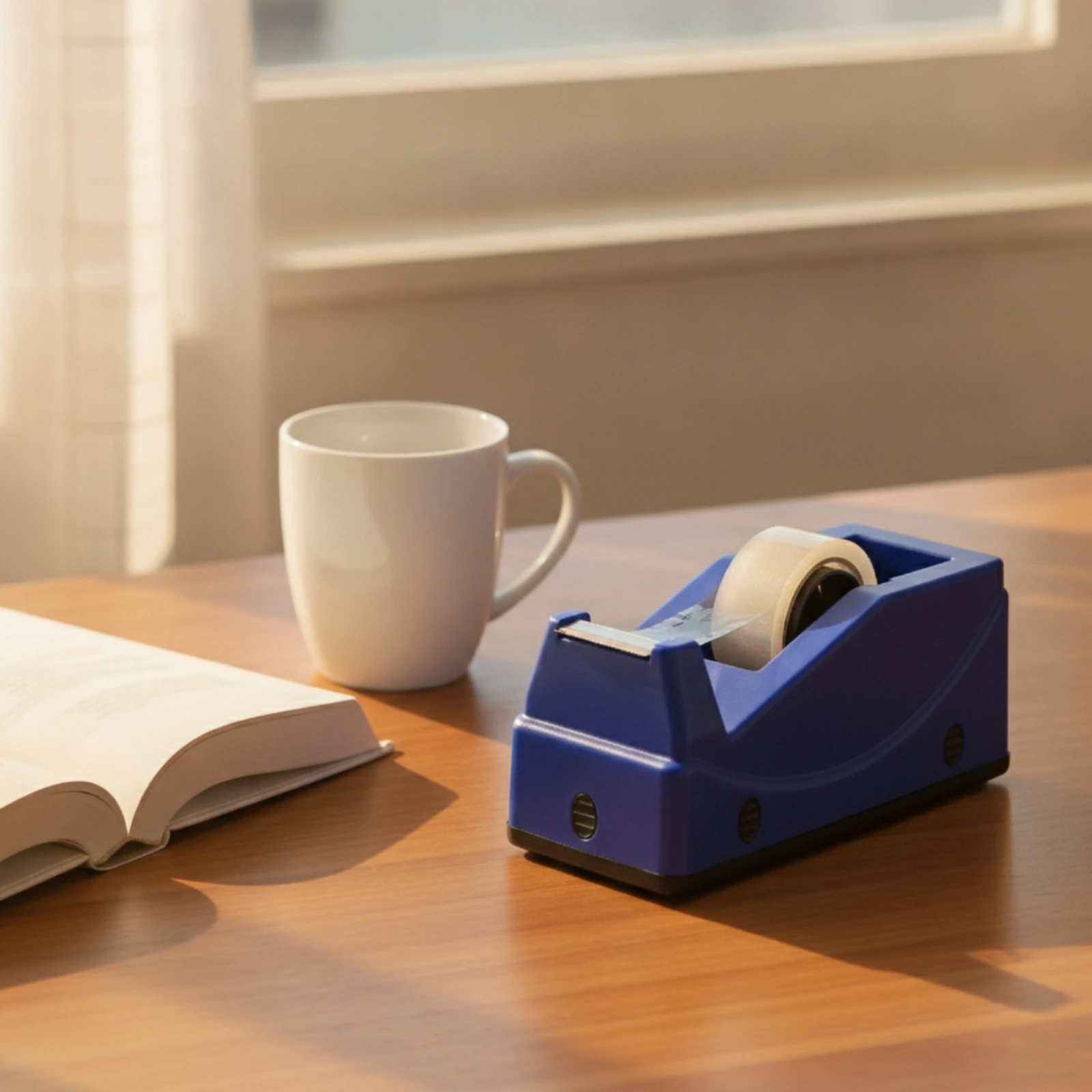 Desktop Tape Dispenser Compact Dispenser with Metal Blade Bench-Top Tape Cutter Serrated Stationery Efficient for Desk, Office