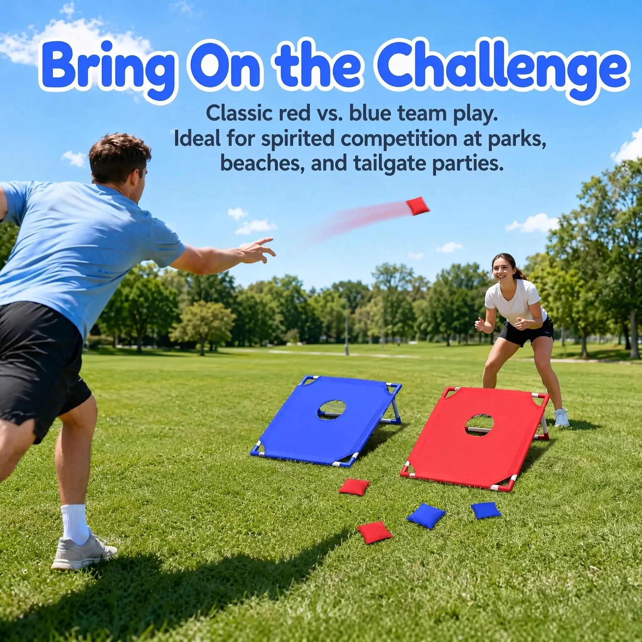 Portable Outdoor Bean Bag Toss Game Set, Includes 2 Target Boards & 6 Beanbags, Competitive Tossing Rack Toy for Yard, Beach and Outdoor Parties, Fun Interactive Family Game for All Ages, Perfect Halloween, Christmas & Easter Holiday Gift for Kids Adults