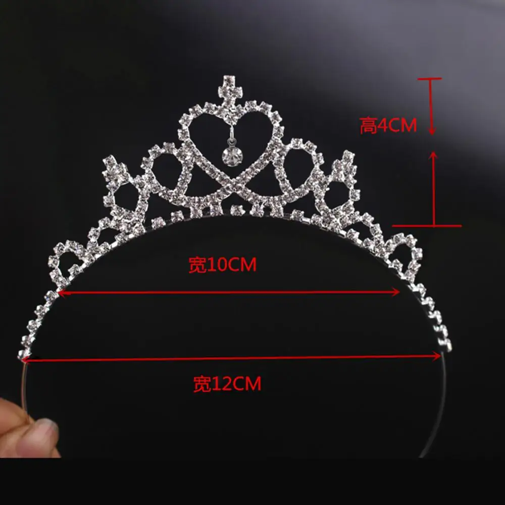 Girls Crystal Tiara Elegant Heart Rhinestone Small Tiaras Headdress Bridal Princess Tiara Hair Crown Headband Hair Accessories