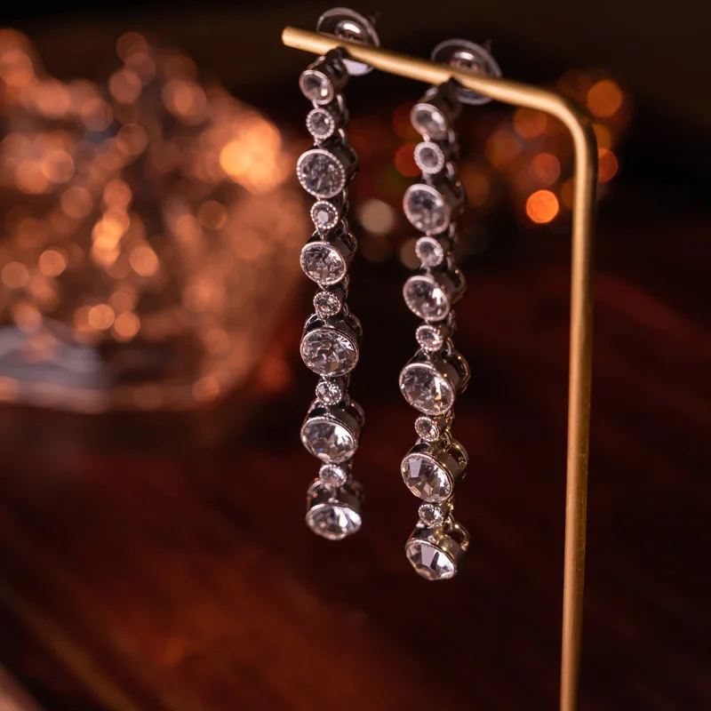 Vintage rhinestone earrings with diamond drops  for women‘s girl party gift jewlry whosale