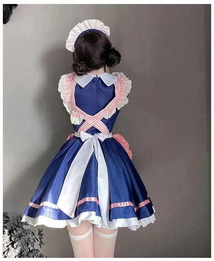 Bonito vestido de empregada plus size vestido de empregada dois yuan lolita cosplay traje sexy conjunto de palco preto lolita vestido doce lolita