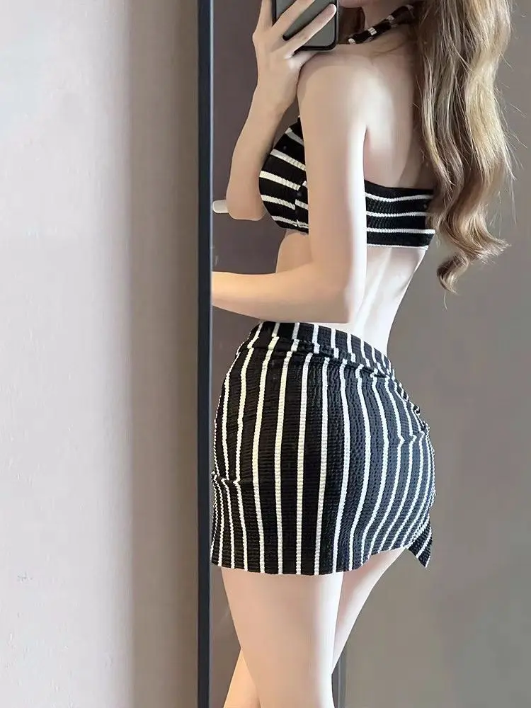 Womens Bathing Suit 2026 Summer Vacation Swimwear Stripe Two Piece Swimsuit Halter Neck Bikini Set Beachwear Female view 5