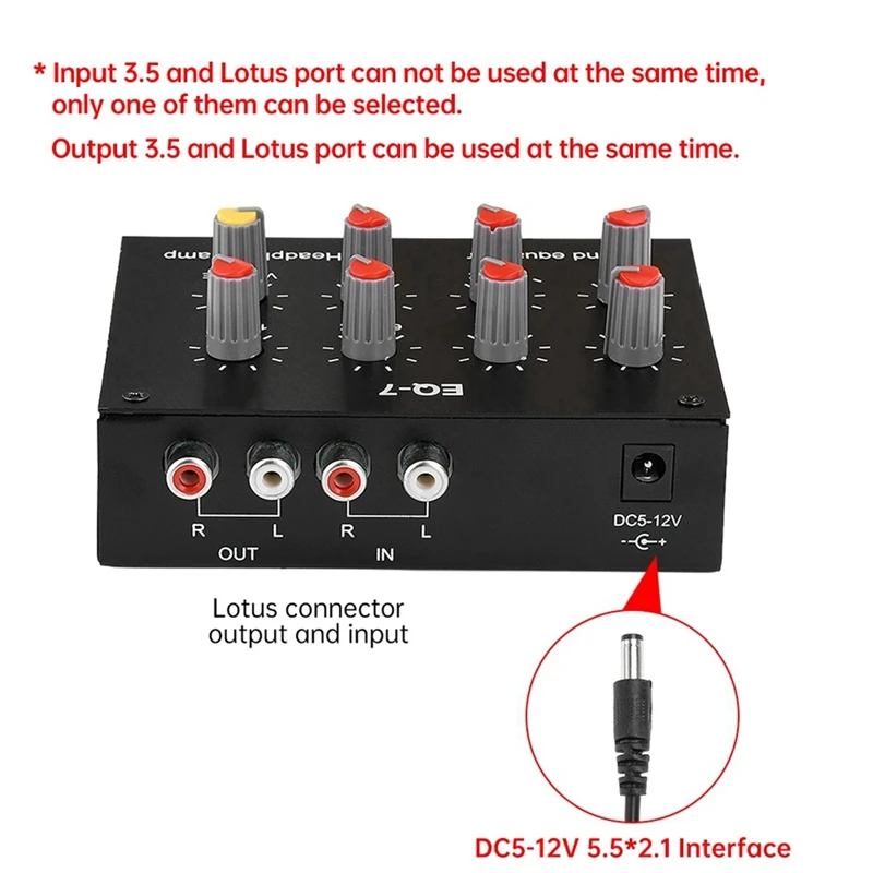 DC5-12V 7 Band Sound Equalizer High Medium Bass Adjustment Digital Equalizer Audio Adjustable Preamplifier For Earbuds