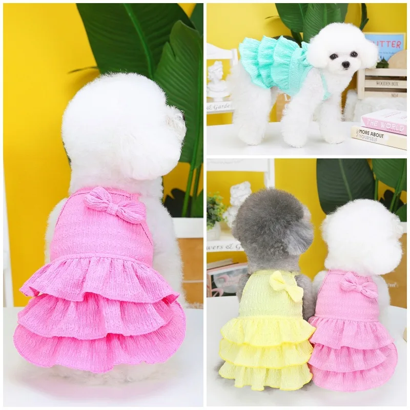 Pet Multilayer Cake Skirt Clothes Spring/Summer Thin Dog Skirt Teddy Bichon Frise Small Dog Cat Candy Color Dress Dogs Clothes