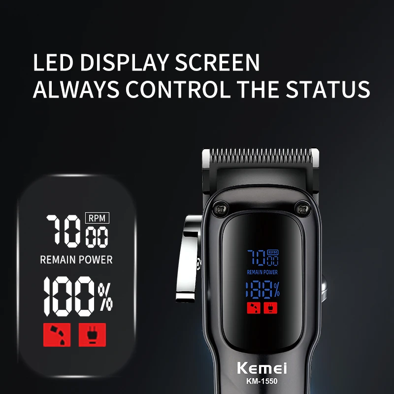 KEMEI km-1550 New Design Hair Clippers Trimmer Rechargeable Professional Electric Hair Clippers Trimmer for Commercial Clippers