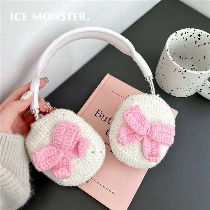 Apple Airpods Max Bluetooth Headphone Protective Cover New Thermal Knitted Plush Bow Anti Wear Headphone Protective Cover