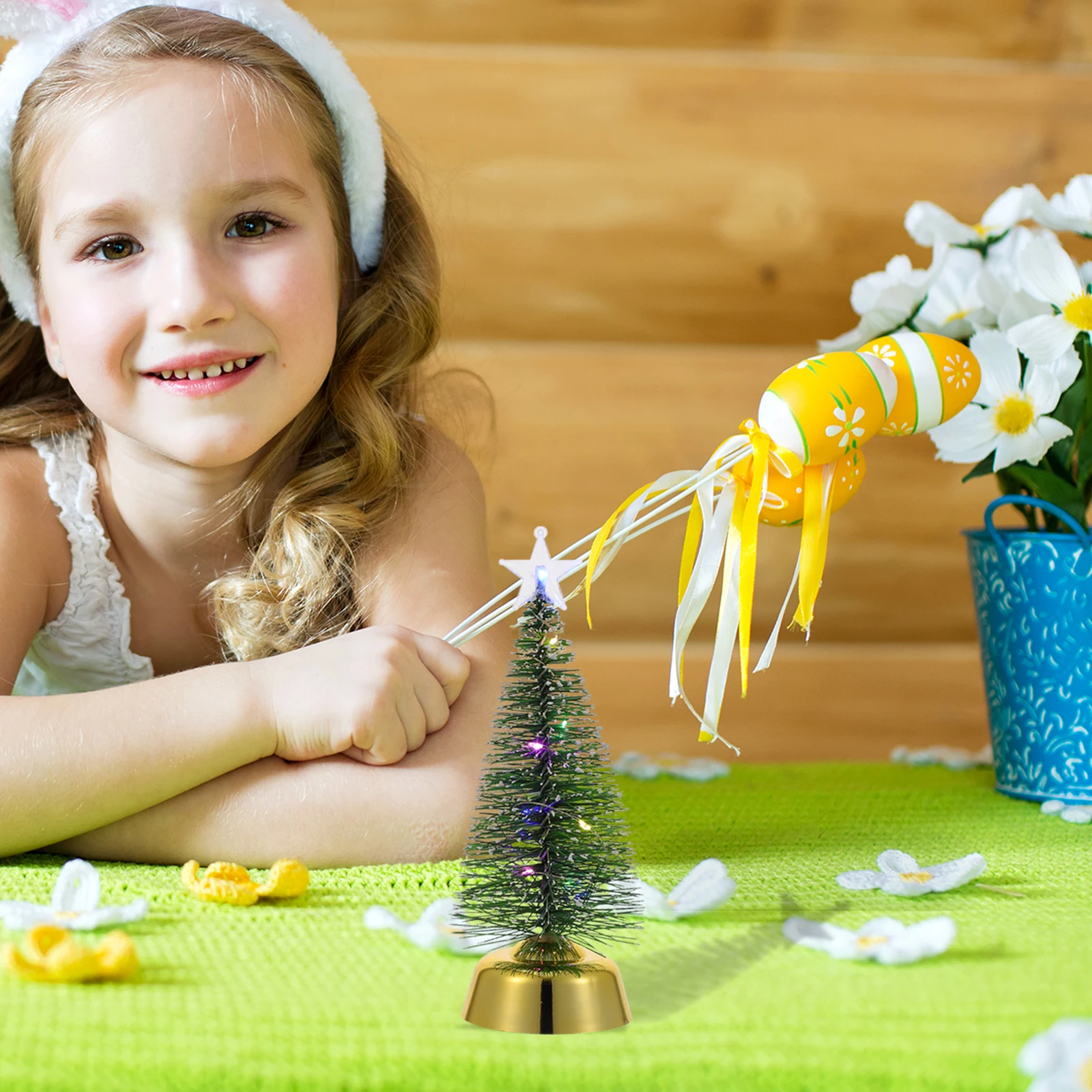 

Pine Wood Colorful Glowing Cedar Tree Artificial Christmas Trees Xmas Decor Plastic Decorations