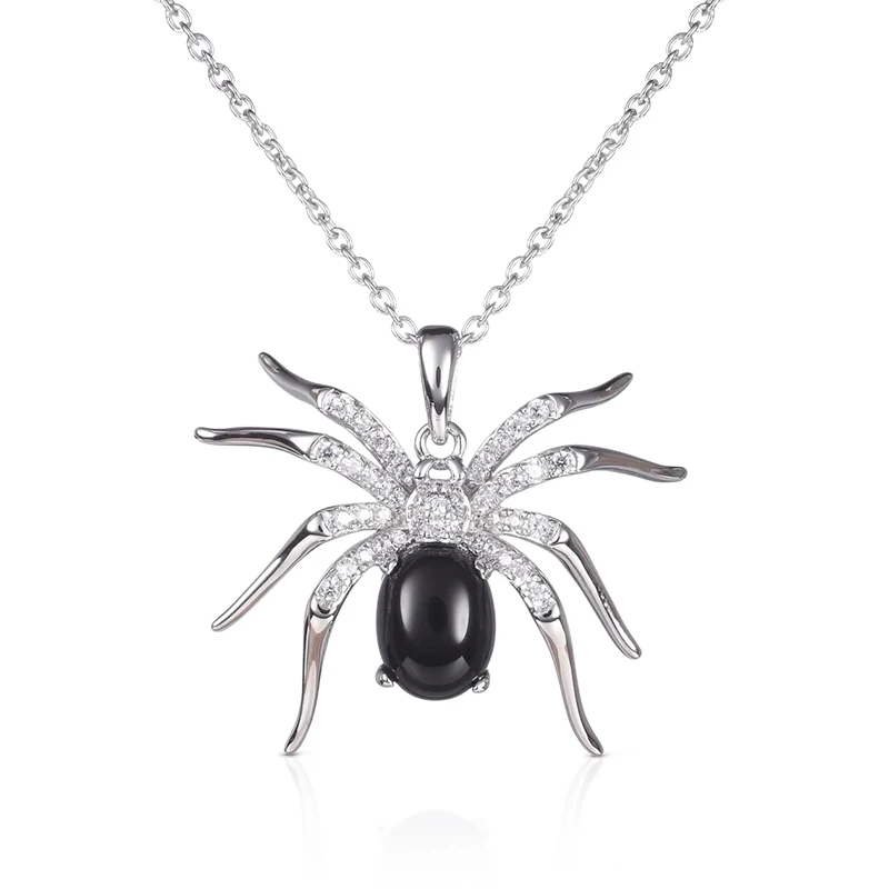 Huitan Schwarze Spinnen-Halskette für Damen, Punk-Stil, Coole Halsketten, Tanzparty-Chic-Accessoires, Geschenk, Persönlicher Halsschmuck