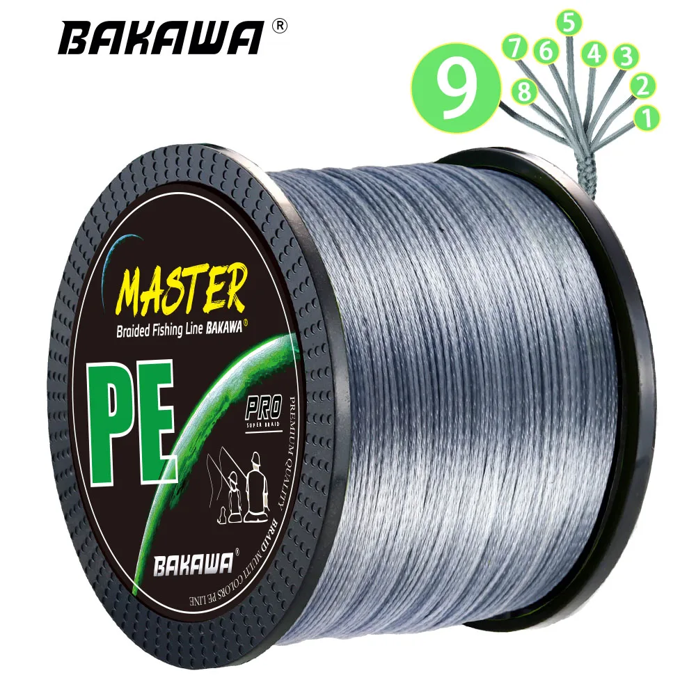 

BAKAWA X9 Strand Braided Fishing Line 100M 300M 500M 1000M Multifilament Carp Fishing Weave Wire 22-100LB Fish Tools PE Lines