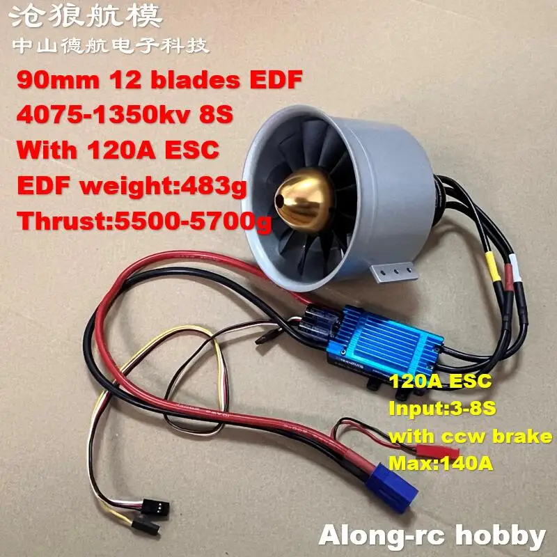

Freewing 12 Blades 90 Metal EDF 8S 4075KV1350 Inrunner Motor E72215 With 120A ESC Power Set 5.5kg Thrust for RC Plane Airplane