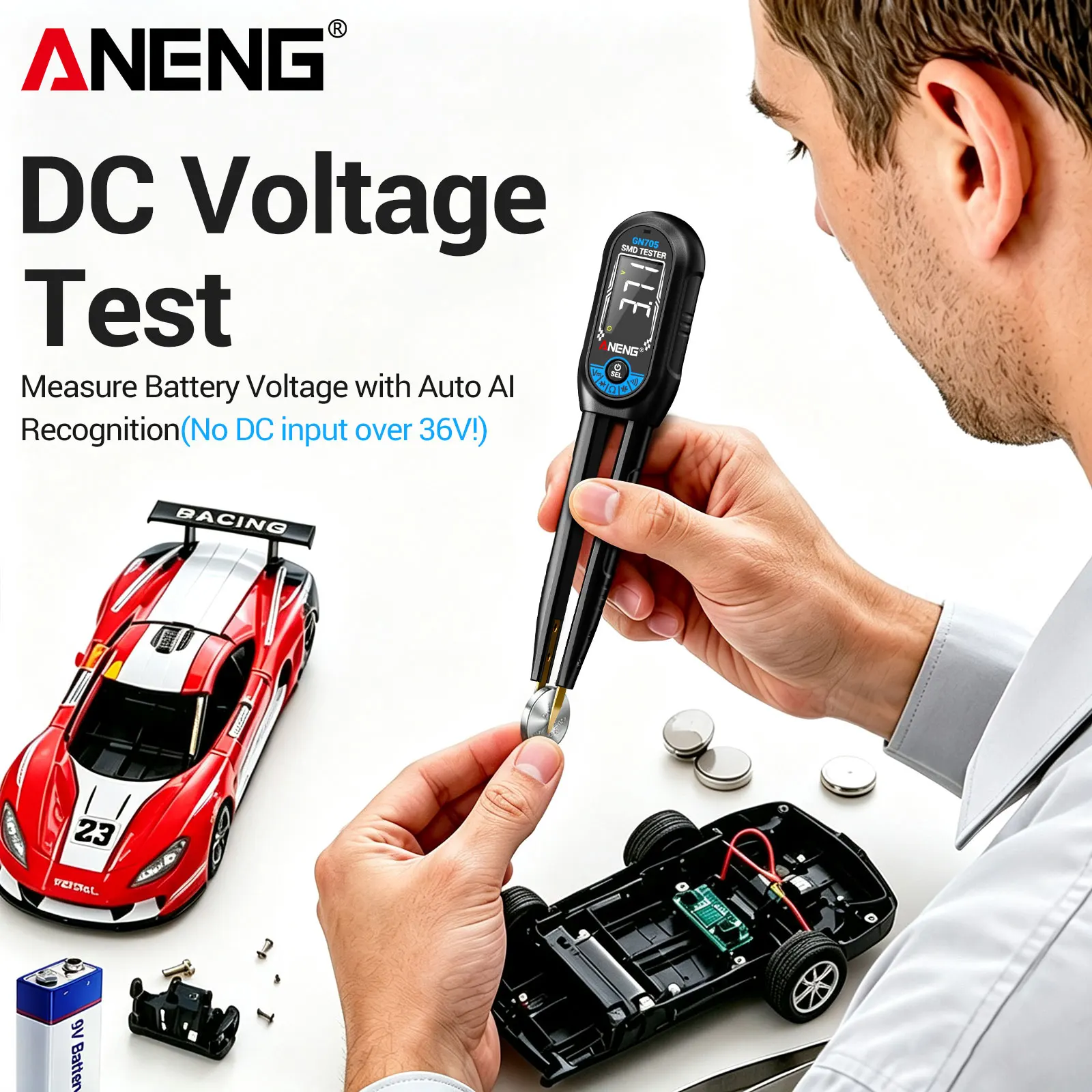 ANENG GN705 SMD Tweezer LCR Tester 6000 Counts Resistance Capacitance Inductance Diode Rechargeable Electrician Repair Tool view 4