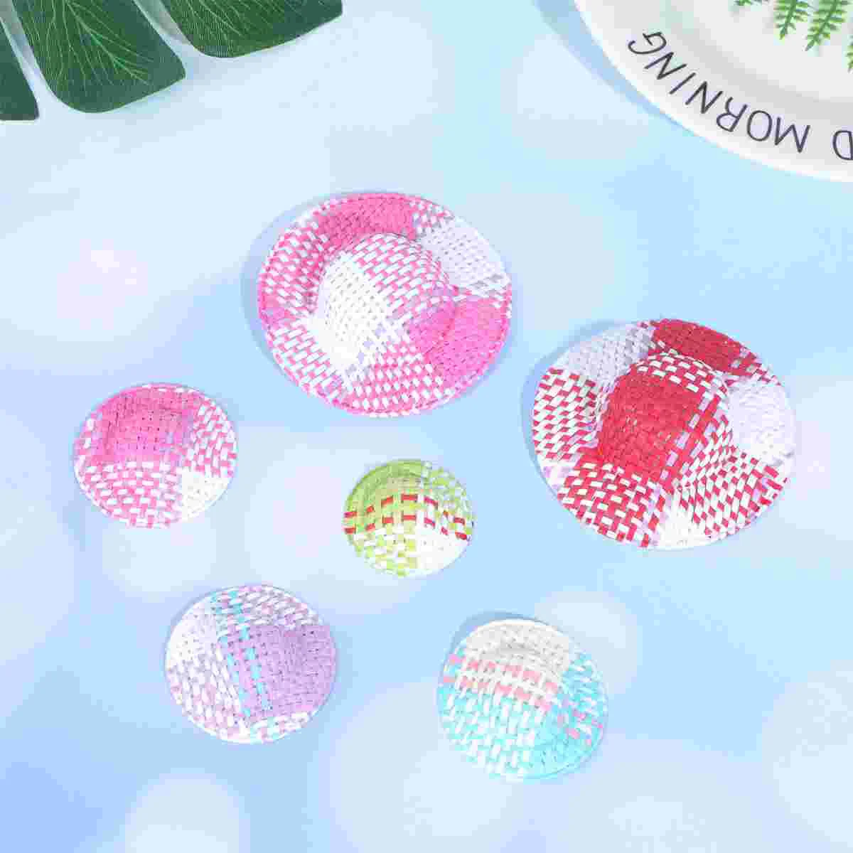 

24pcs Colorful Mini Hat Stripe Hat Decor Wide Brimmed Visor Diy Handcraft Material for Toy(Assorted Color and Size)