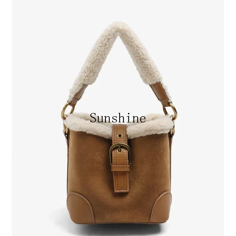 

Lamb wool casual plush portable mini bag women's shoulder messenger bag