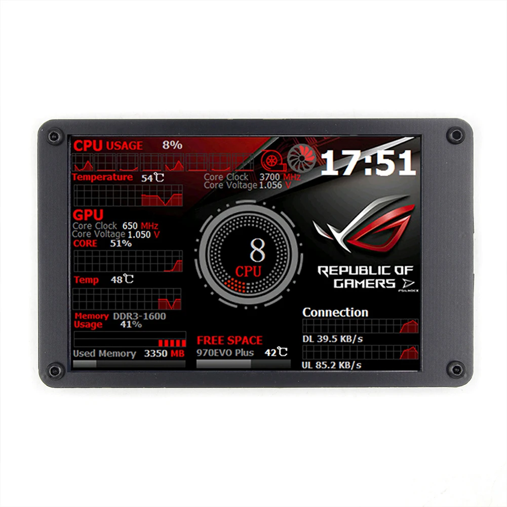 Dual USB Computer Temperature Monitoring 3.5 Inch IPS DIY Computer Secondary Screen CPU GPU RAM HDD for Mini ITX Case AIDA64