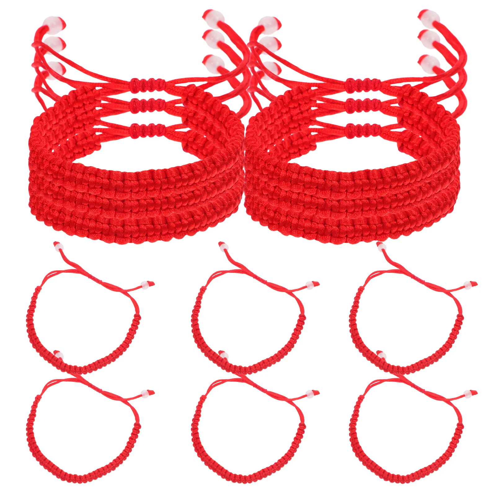 

12Pcs Red Rope Bracelets Hand-Knitted Lightweight Oriental Style Wrist Jewelry for Women Girls Daily Travel Party Decoration