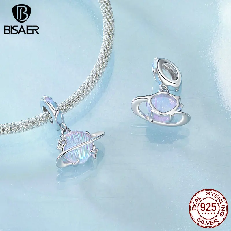 BISAER-Pendentif en argent regardé 925 pour femme, breloque méduse, planète, coquillage, étoile de mer, bracelet à bricoler soi-même, bijoux, cadeau de vacances