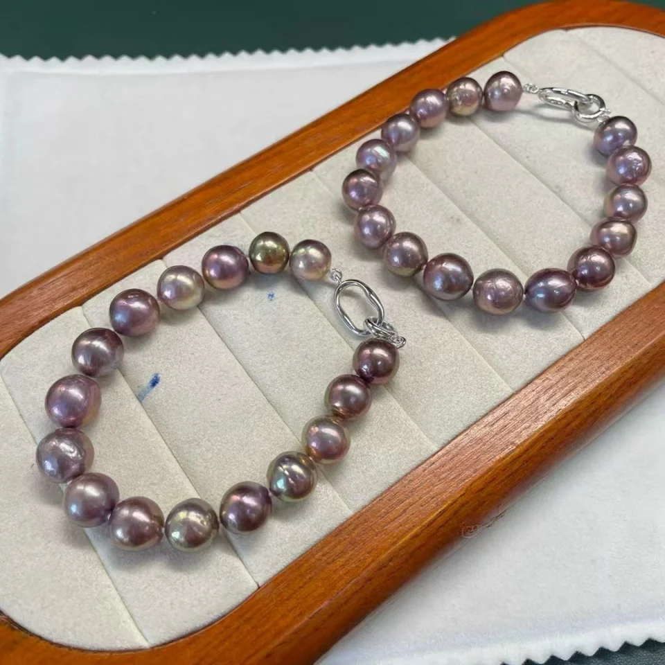 

100% Natural Baroque Freshwater Pearl Bracelet 925 Sterling Silver Female Man Charm Bracelet Hand Jewellery Accessories
