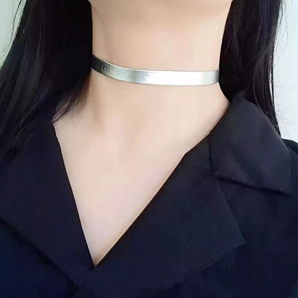 Anime Alien scène jusqu'à Cosplay tour de cou argent collier Punk en cuir collier alliage chaîne pendentif bijoux unisexe accessoires de fête